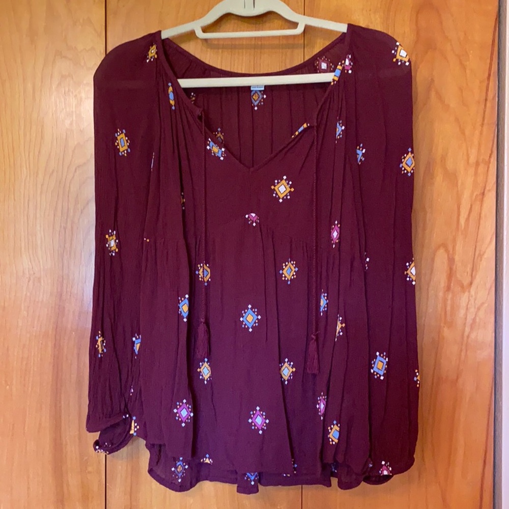 Maroon Old Navy Blouse (with design)